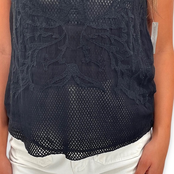 NEW Trouve Sleeveless Top Sheer Mesh Textured Layers Going Out Top Black | XS - Picture 8 of 11